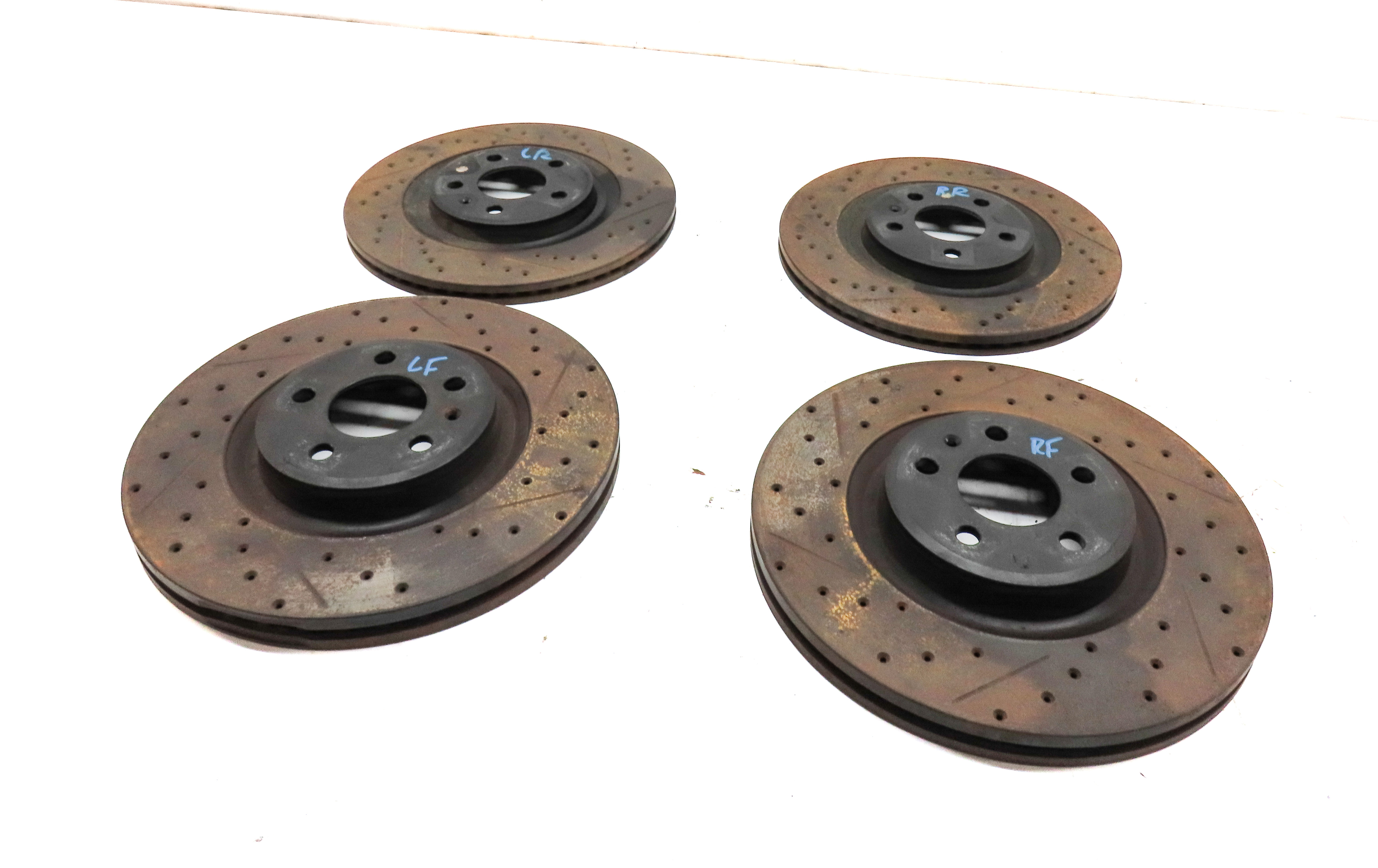 2012 AUDI S4 (B8 8K) FRONT & REAR LEFT & RIGHT SLOTTED BRAKE ROTOR SET/4 — exact item pictured
